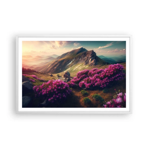 Plakát v bílém rámu - Léto na horách - 91x61 cm
