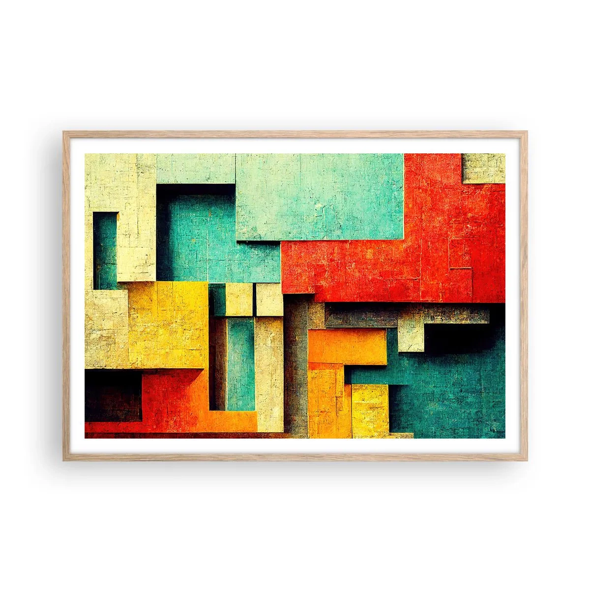 Plakát v rámu světlý dub - Festival pravých úhlů - 100x70 cm