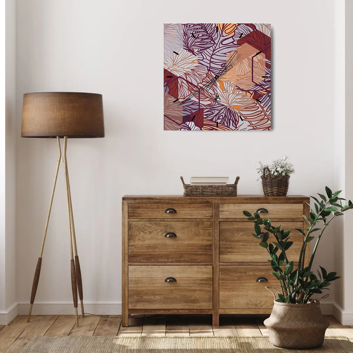 Nástěnné hodiny - Nemožný vztah mezi geometrií a přírodou - 30x30 cm
