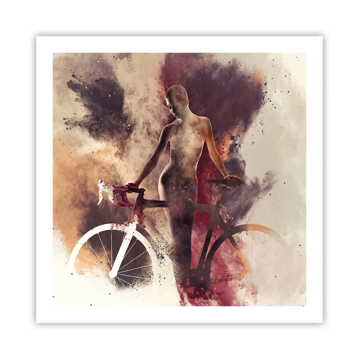 Plakát - Cyklistická duše v mramorových tvarech - 60x60 cm
