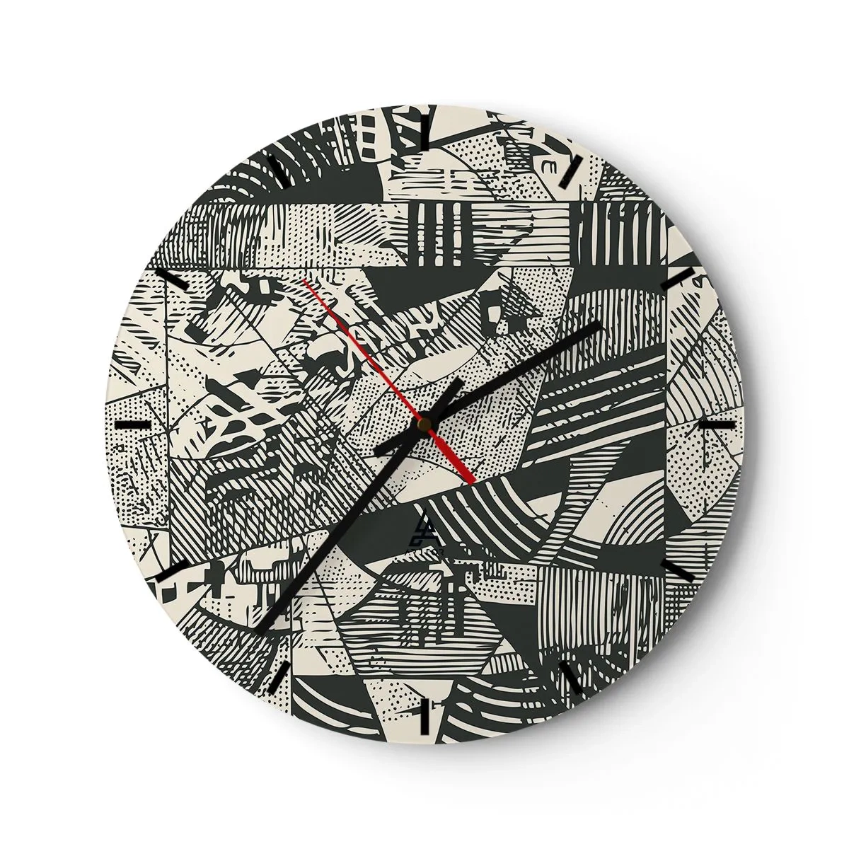 Nástěnné hodiny - Geometrický abstraktní vzor v grafickém stylu - 30x30cm - Dynamika současnosti - Moderní nástěnná dekorace do obývacího pokoje, kuchyně a ložnice ARTTOR
