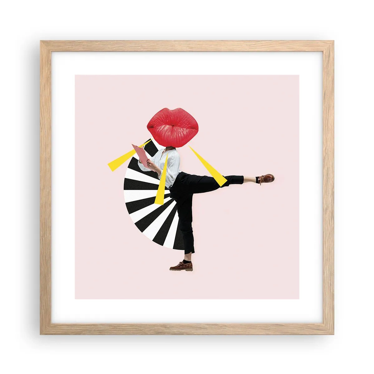 Plakát v rámu světlý dub - Surrealistický pop-art - 40x40 cm