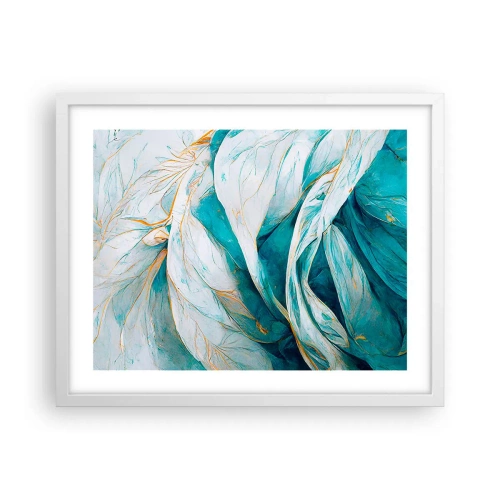 Plakát v bílém rámu - Modrá abstrakce se zlatým motivem - 50x40 cm