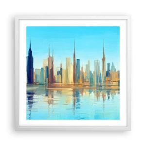 Plakát v bílém rámu - Prosluněná metropole - 50x50 cm