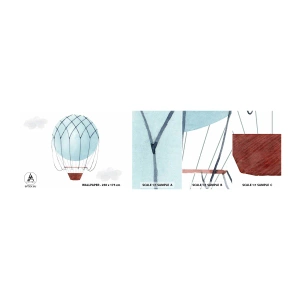 Vzor Fototapety Samolepicí Deluxe Sticker - Celý v oblacích - Dětské, Balón, Minimalismus - 100x30 cm