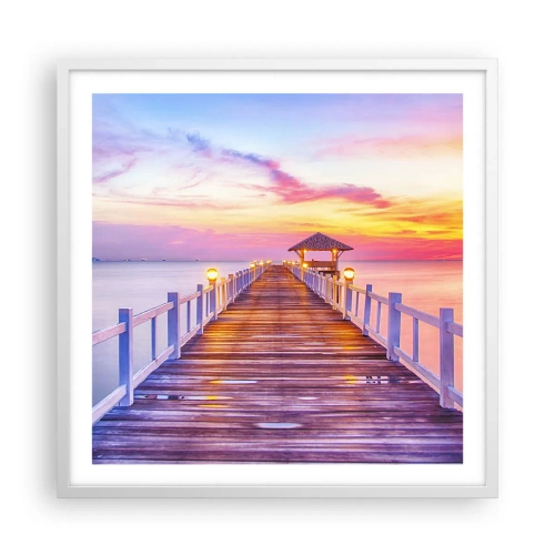 Plakát v bílém rámu - Liliově-zlaté ticho večera - 60x60 cm