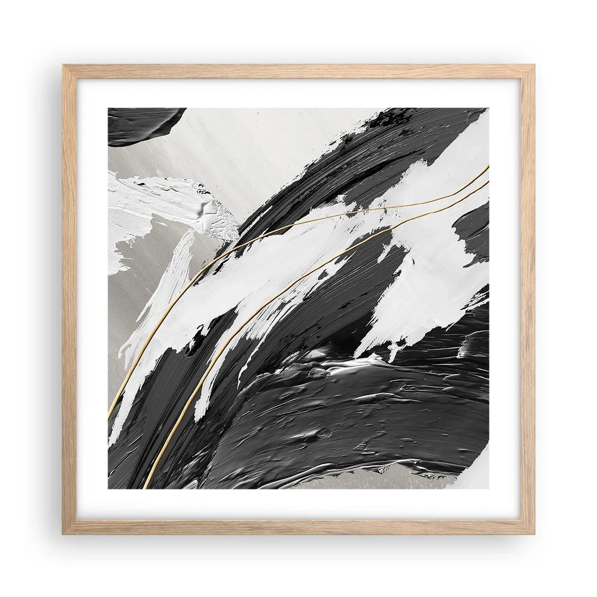 Plakát v rámu světlý dub - Velkorysá abstrakce - 50x50 cm