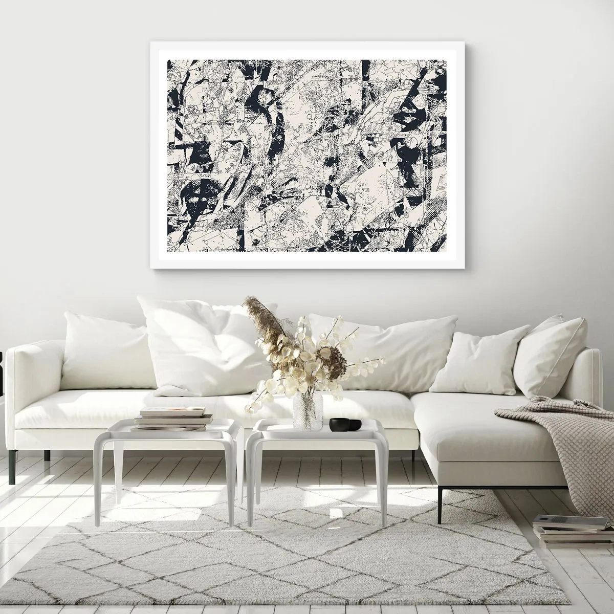 Plakát v bílém rámu - Prolínání protikladů - 70x50 cm