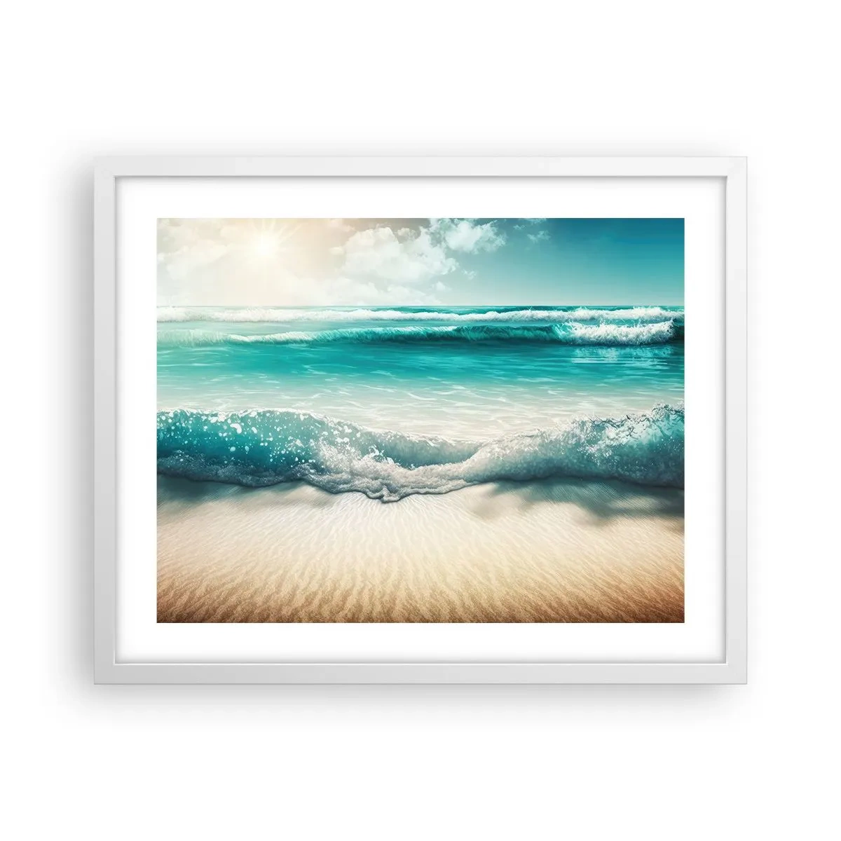 Plakát v bílém rámu - Klid oceánu - 50x40 cm