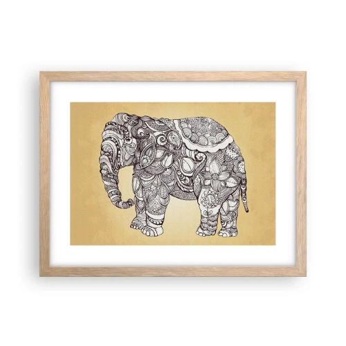 Plakát v rámu světlý dub - Skrytý slon - 40x30 cm