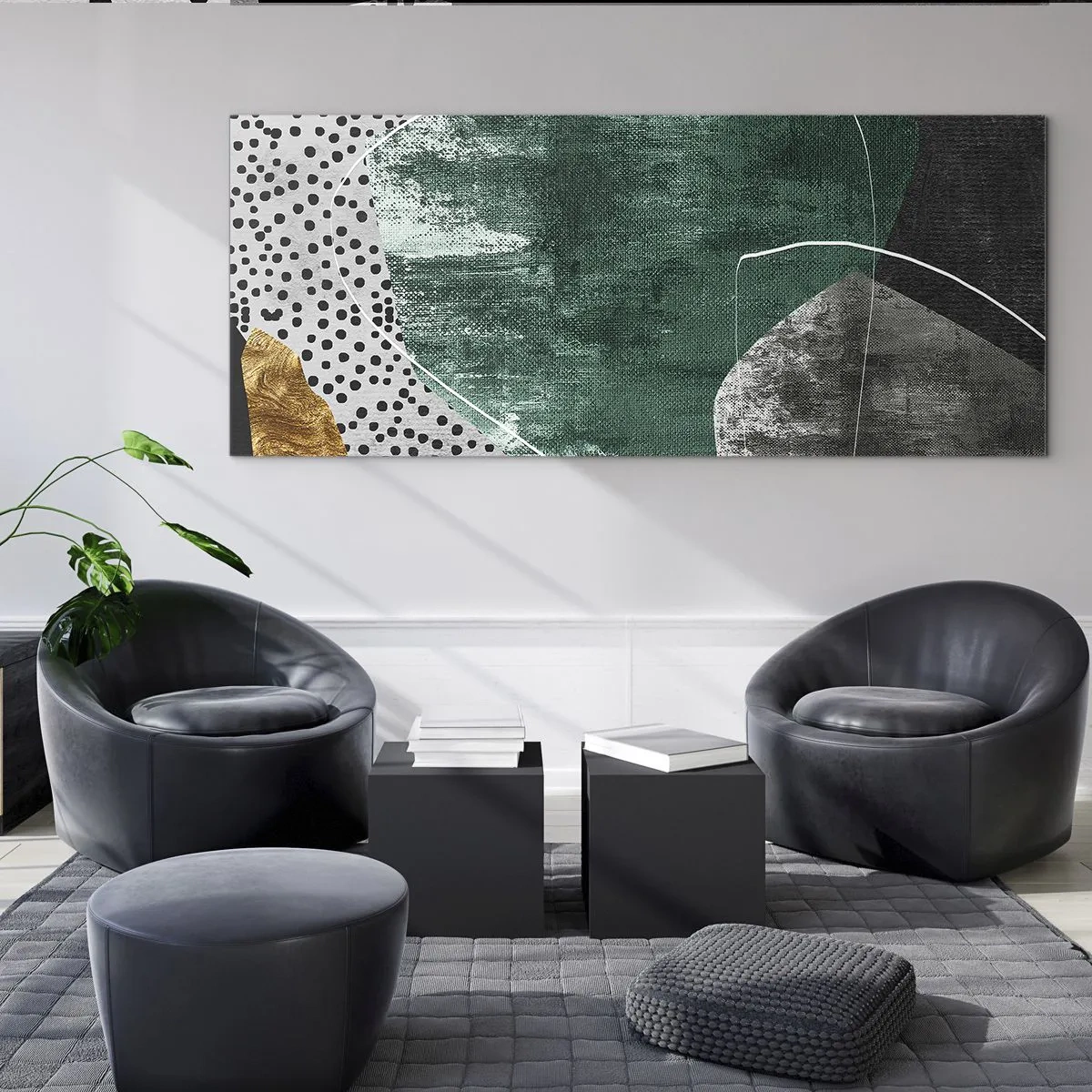 Obraz na skle - Barevná abstrakce se zlatou vločkou - 100x40 cm