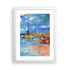 Plakát v bílém rámu - Odpoledne v duhové zátoce - 30x40 cm