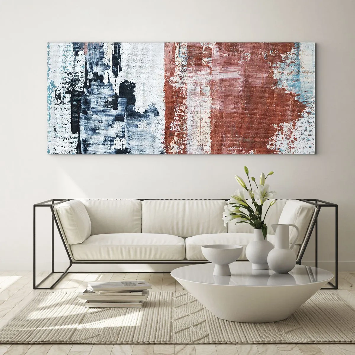 Obraz na skle - Abstraktní půl na půl - 120x50 cm