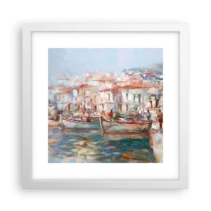 Plakát v bílém rámu - Pastelová dovolená - 30x30 cm