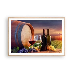 Plakát v rámu světlý dub - Tady má život chuť - 91x61 cm