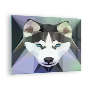 Obraz na skle - Vlčí geometrie v moderním stylu - 70x50cm - Vzpomínka na sníh na severu - Moderní nástěnná dekorace do obývacího pokoje a ložnice ARTTOR