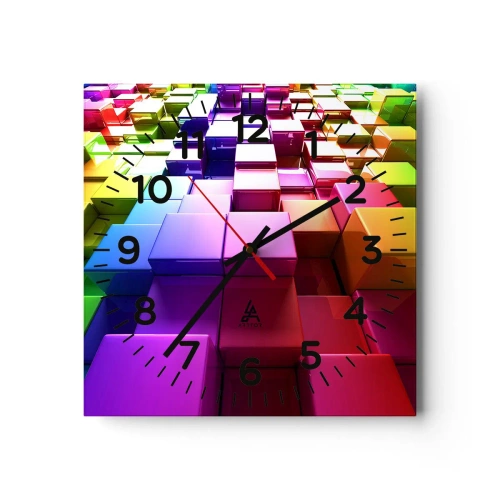 Nástěnné hodiny - Op-artové společně v týmu - 40x40 cm