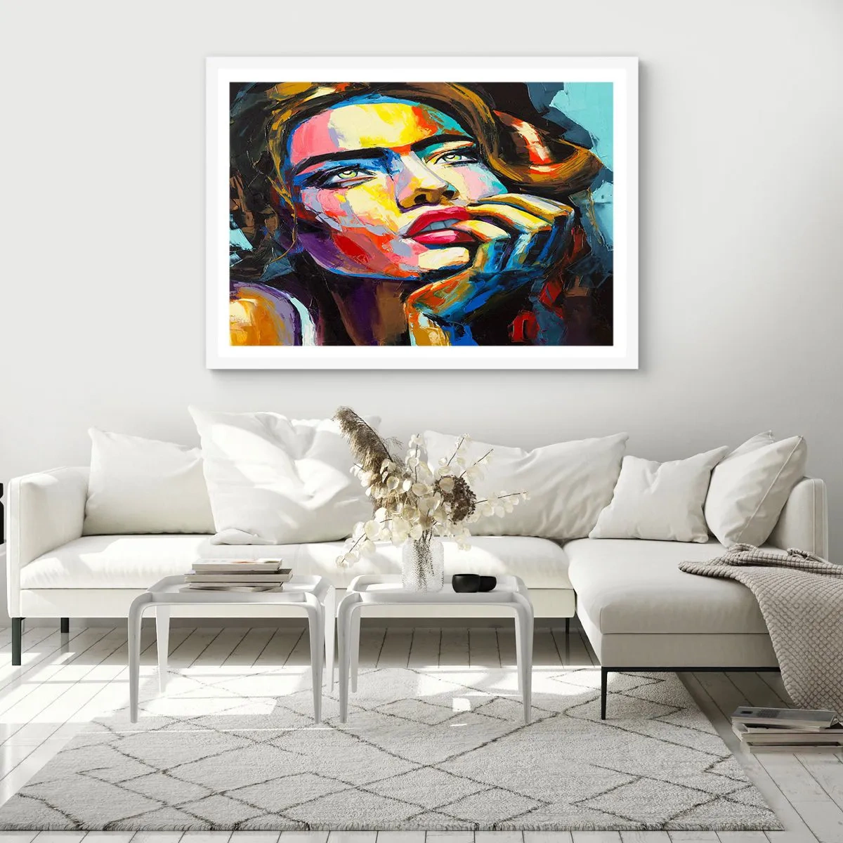 Plakát v bílém rámu - Sny, jak ptáci letí oblohou - 50x40 cm
